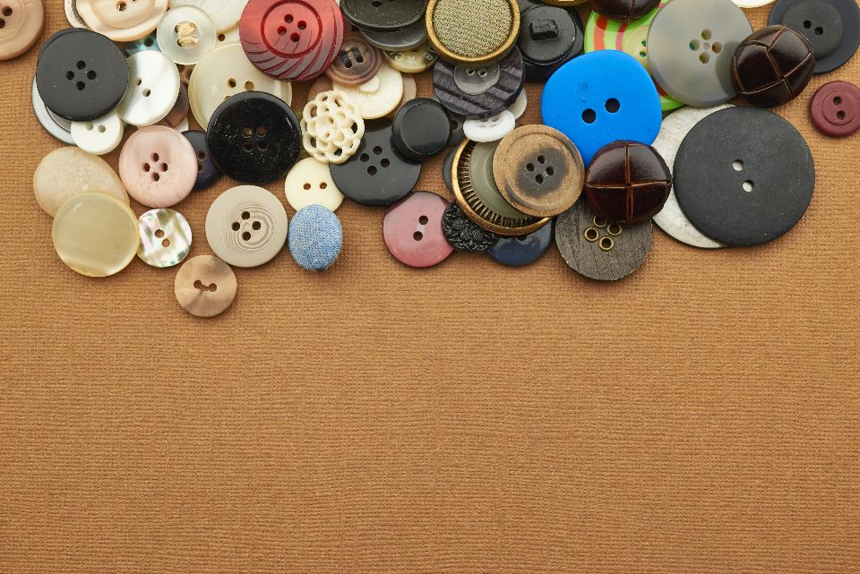 Assorted buttons in different colors and sizes